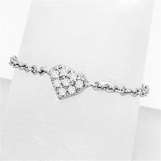3W518 - Rhodium Brass Ring with AAA Grade CZ  in Clear-0