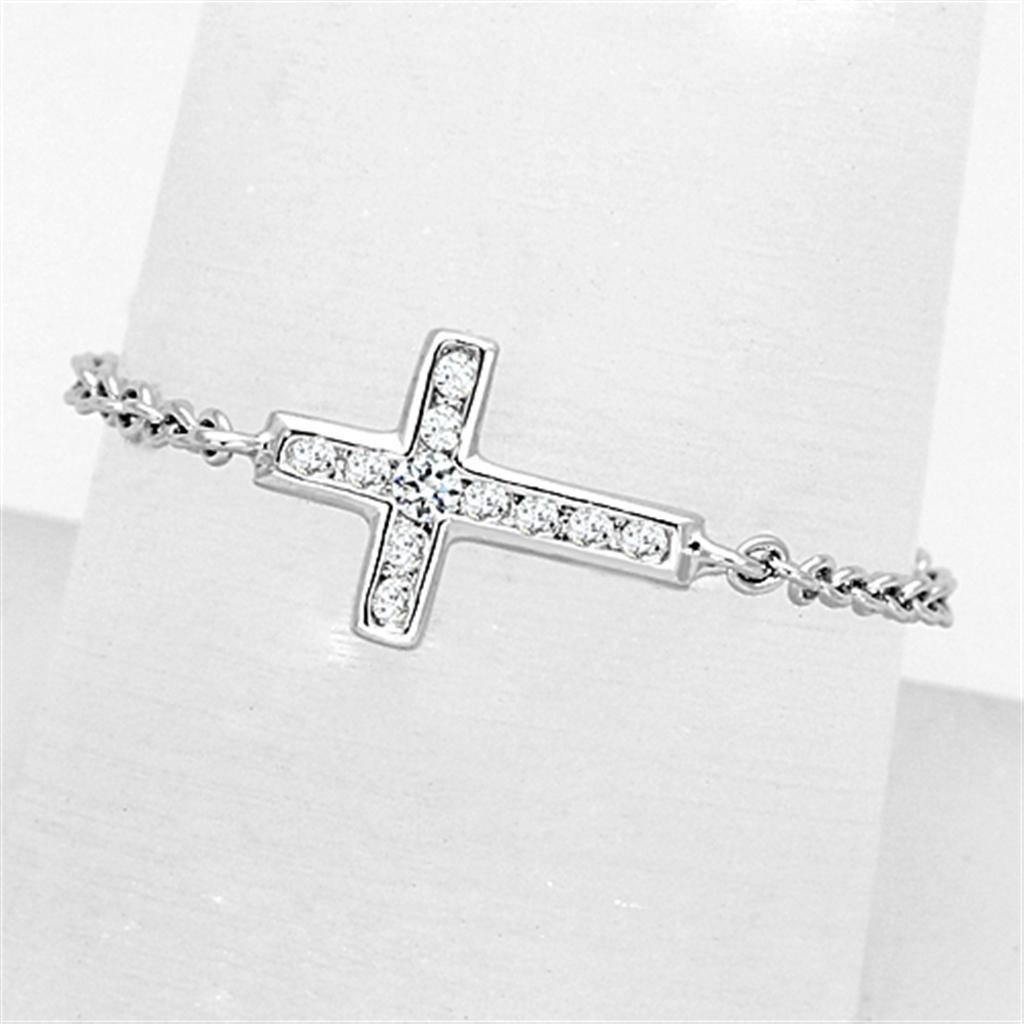 3W519 - Rhodium Brass Ring with AAA Grade CZ  in Clear-0