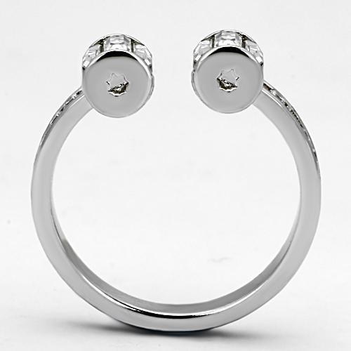 3W526 - Rhodium Brass Ring with Top Grade Crystal  in Clear-2
