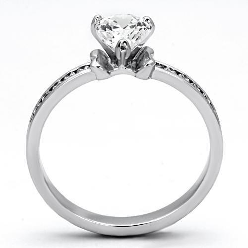 3W527 - Rhodium Brass Ring with AAA Grade CZ  in Clear-2