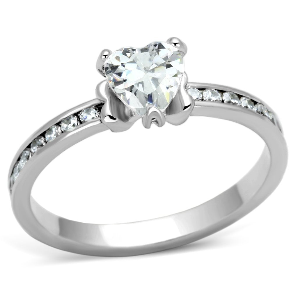 3W527 - Rhodium Brass Ring with AAA Grade CZ  in Clear-0