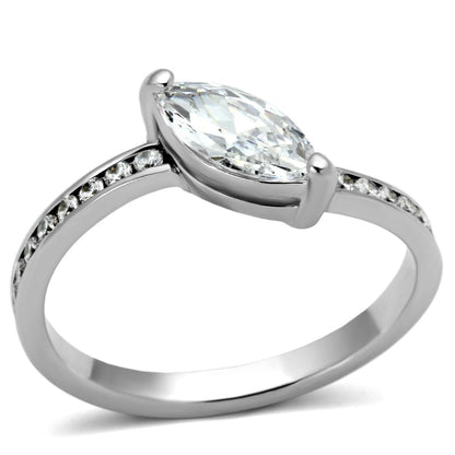 3W528 - Rhodium Brass Ring with AAA Grade CZ  in Clear-0