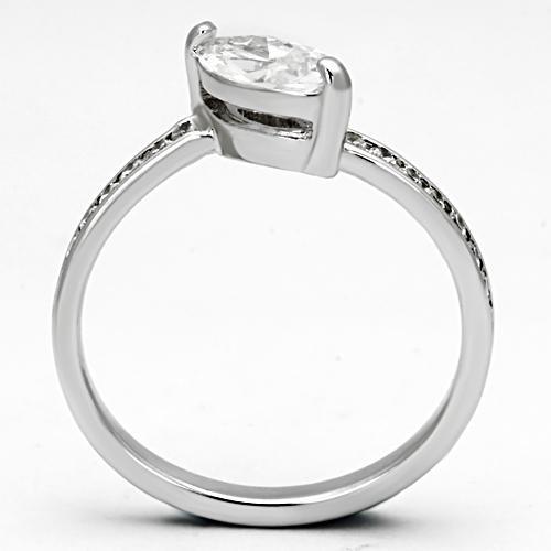 3W528 - Rhodium Brass Ring with AAA Grade CZ  in Clear-2