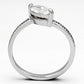 3W528 - Rhodium Brass Ring with AAA Grade CZ  in Clear-2