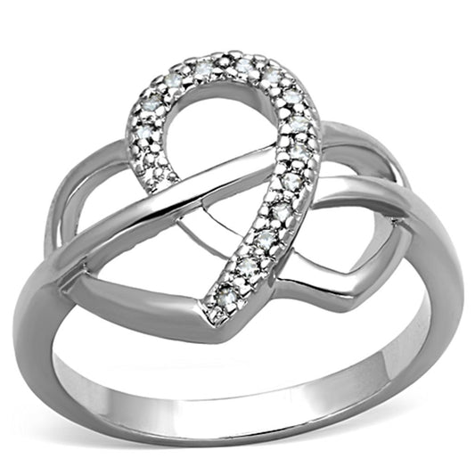 3W569 - Rhodium Brass Ring with AAA Grade CZ  in Clear-0