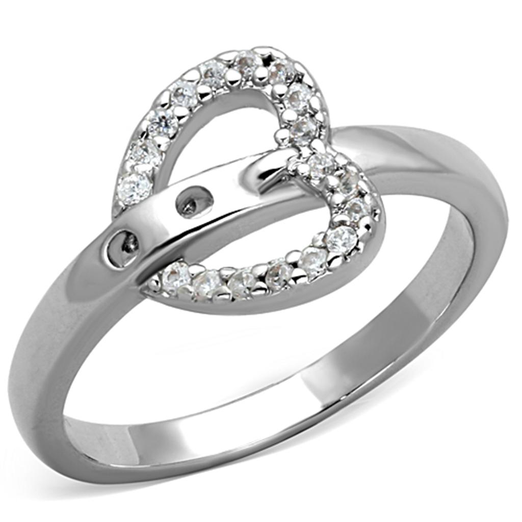 3W573 - Rhodium Brass Ring with AAA Grade CZ  in Clear-0