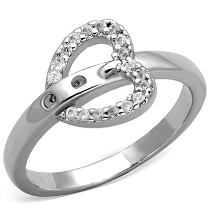 3W573 - Rhodium Brass Ring with AAA Grade CZ  in Clear-0