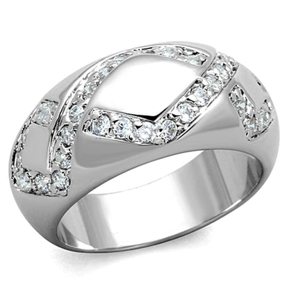 3W582 - Rhodium Brass Ring with AAA Grade CZ  in Clear-0