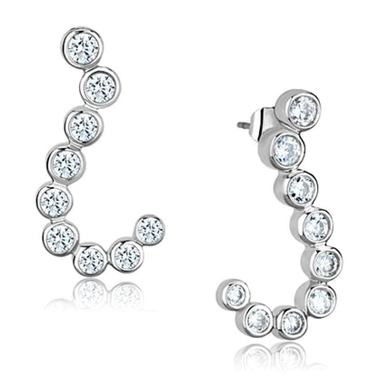 3W624 - Rhodium Brass Earrings with AAA Grade CZ  in Clear-0