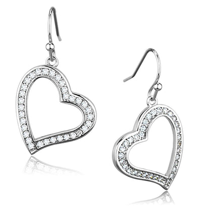 3W628 - Rhodium Brass Earrings with AAA Grade CZ  in Clear-0