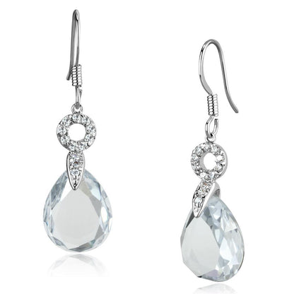 3W634 - Rhodium Brass Earrings with AAA Grade CZ  in Clear-0