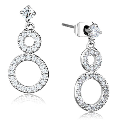 3W639 - Rhodium Brass Earrings with AAA Grade CZ  in Clear-0