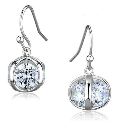 3W644 - Rhodium Brass Earrings with AAA Grade CZ  in Clear-0
