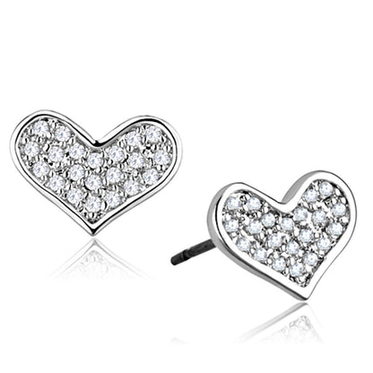 3W645 - Rhodium Brass Earrings with AAA Grade CZ  in Clear-0