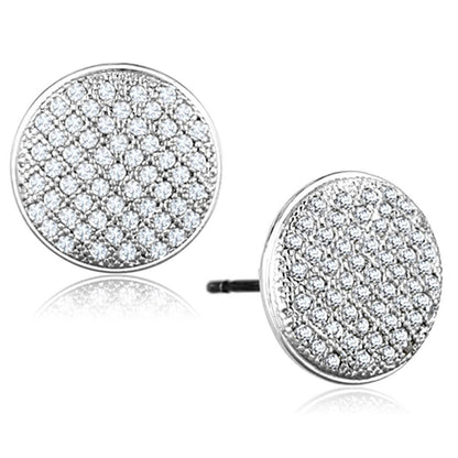 3W666 - Rhodium Brass Earrings with AAA Grade CZ  in Clear-0