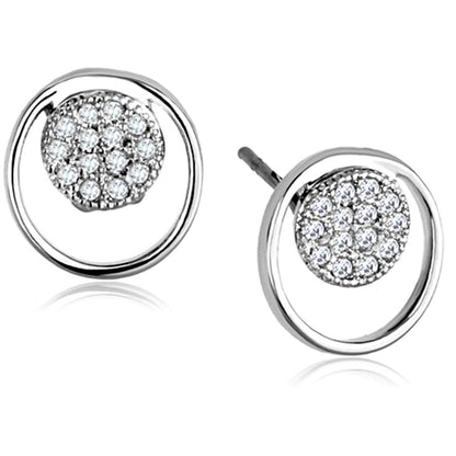 3W669 - Rhodium Brass Earrings with AAA Grade CZ  in Clear-0