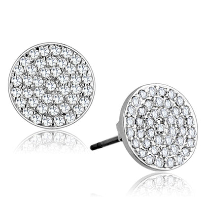 3W693 - Rhodium Brass Earrings with AAA Grade CZ  in Clear-0