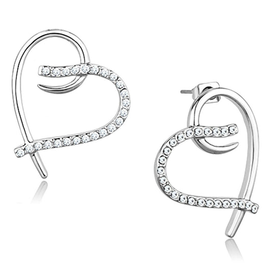 3W708 - Rhodium Brass Earrings with AAA Grade CZ  in Clear-0