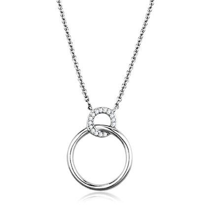 3W717 - Rhodium Brass Necklace with AAA Grade CZ  in Clear-0