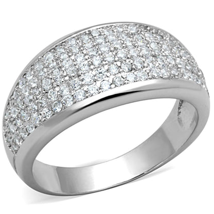 3W730 - Rhodium Brass Ring with AAA Grade CZ  in Clear-0