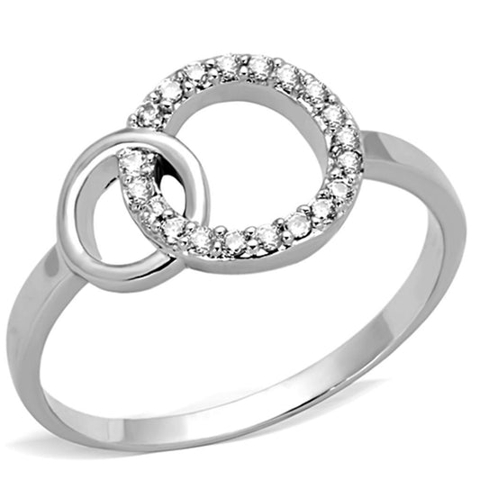 3W756 - Rhodium Brass Ring with AAA Grade CZ  in Clear-0