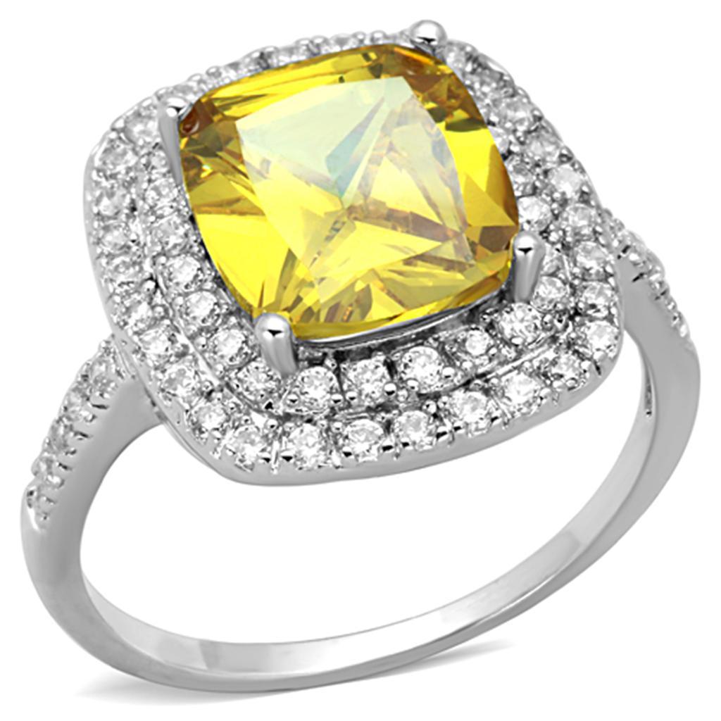 3W760 - Rhodium Brass Ring with AAA Grade CZ  in Topaz-0