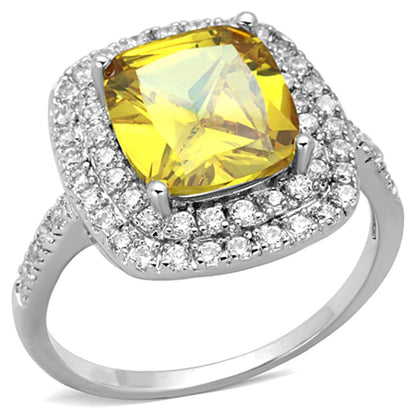 3W760 - Rhodium Brass Ring with AAA Grade CZ  in Topaz-0