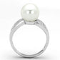3W761 - Rhodium Brass Ring with Synthetic Pearl in White-2