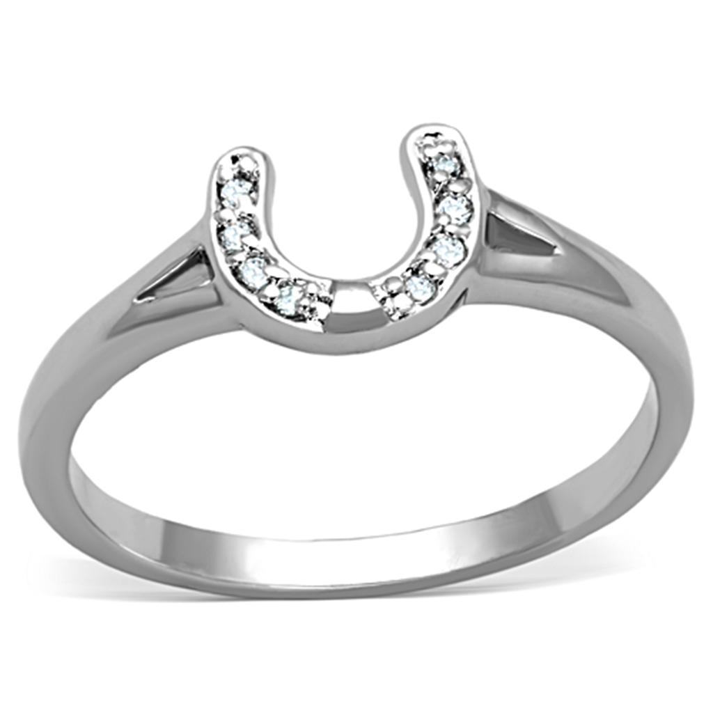 3W762 - Rhodium Brass Ring with AAA Grade CZ  in Clear-0