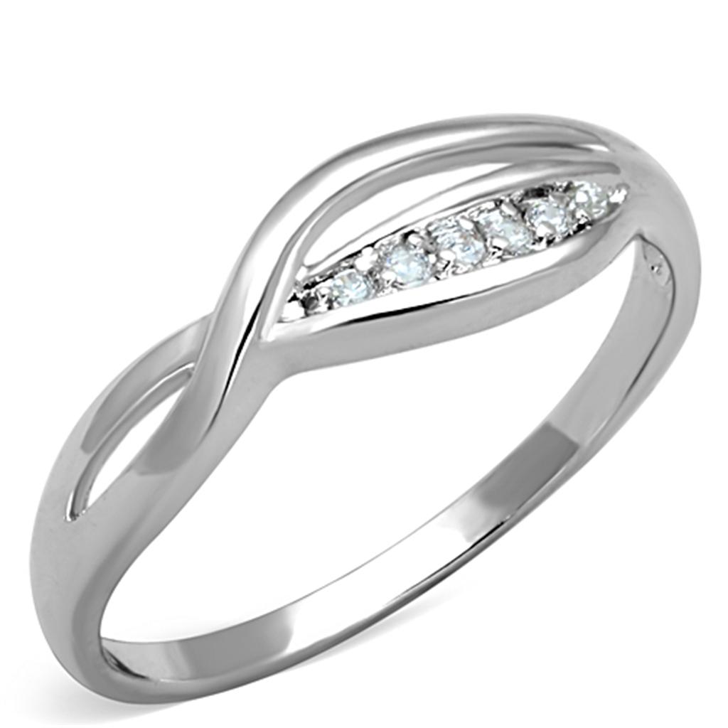 3W768 - Rhodium Brass Ring with AAA Grade CZ  in Clear-0