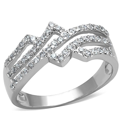 3W771 - Rhodium Brass Ring with AAA Grade CZ  in Clear-0