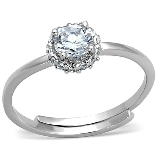 3W795 - Rhodium Brass Ring with AAA Grade CZ  in Clear-0