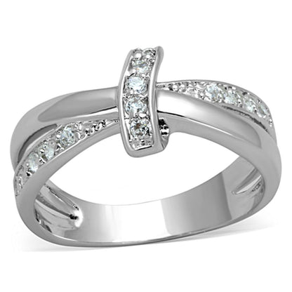 3W819 - Rhodium Brass Ring with AAA Grade CZ  in Clear-0