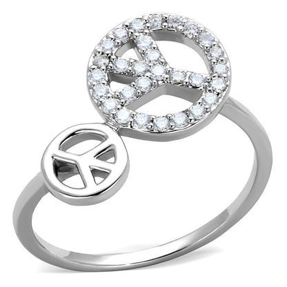 3W853 - Rhodium Brass Ring with AAA Grade CZ  in Clear-0