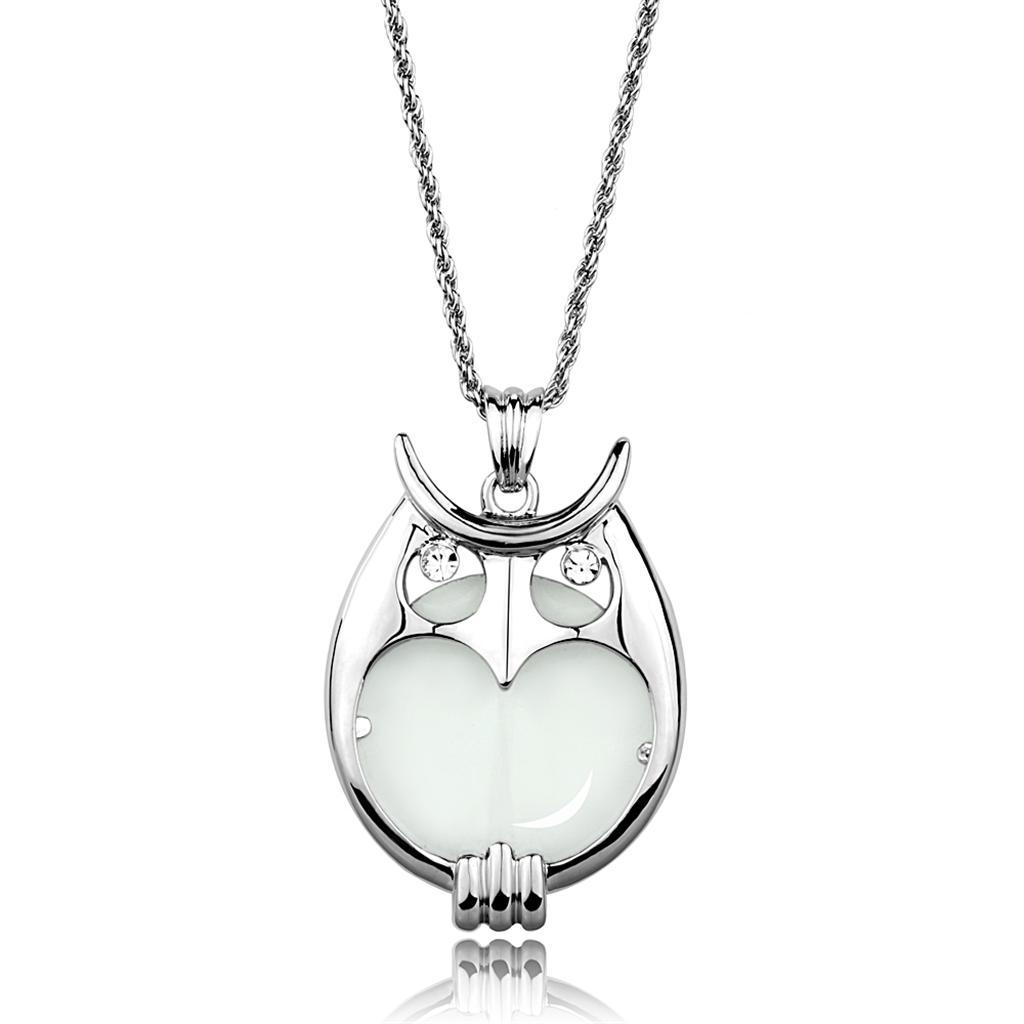 3W916 - Rhodium Brass Magnifier pendant with Top Grade Crystal  in Clear-0