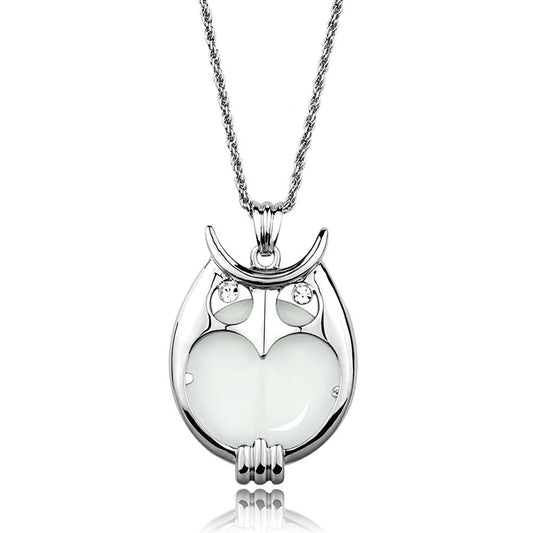 3W916 - Rhodium Brass Magnifier pendant with Top Grade Crystal  in Clear-0