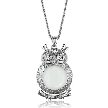 3W919 - Rhodium Brass Magnifier pendant with Top Grade Crystal  in Clear-0