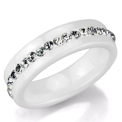 3W968 - High polished (no plating) Stainless Steel Ring with Ceramic  in White-0