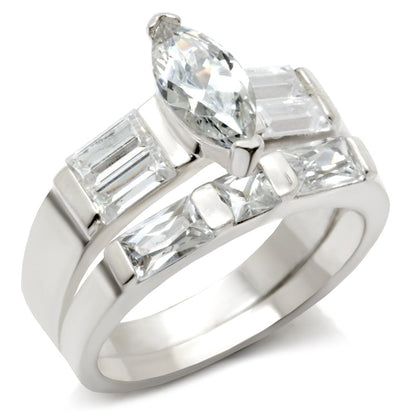 40911 - High-Polished 925 Sterling Silver Ring with AAA Grade CZ  in Clear-1