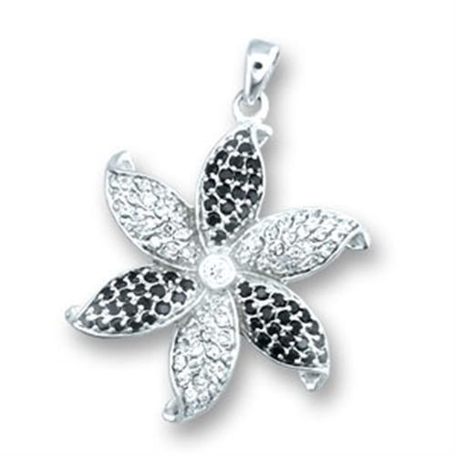 41608 - High-Polished 925 Sterling Silver Pendant with AAA Grade CZ  in Clear-0
