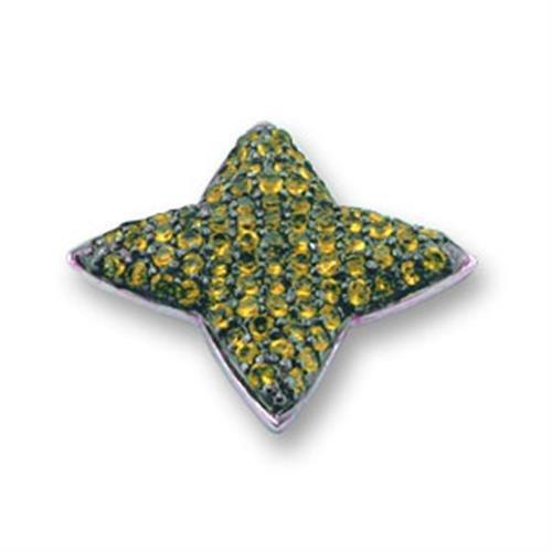 41704 - Rhodium + Ruthenium 925 Sterling Silver Pendant with AAA Grade CZ  in Citrine-0