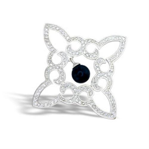 42304 - High-Polished 925 Sterling Silver Pendant with Semi-Precious Onyx in Jet-0