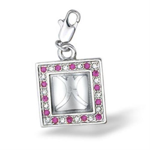 43502 - Rhodium Brass Pendant with Top Grade Crystal  in Rose-0
