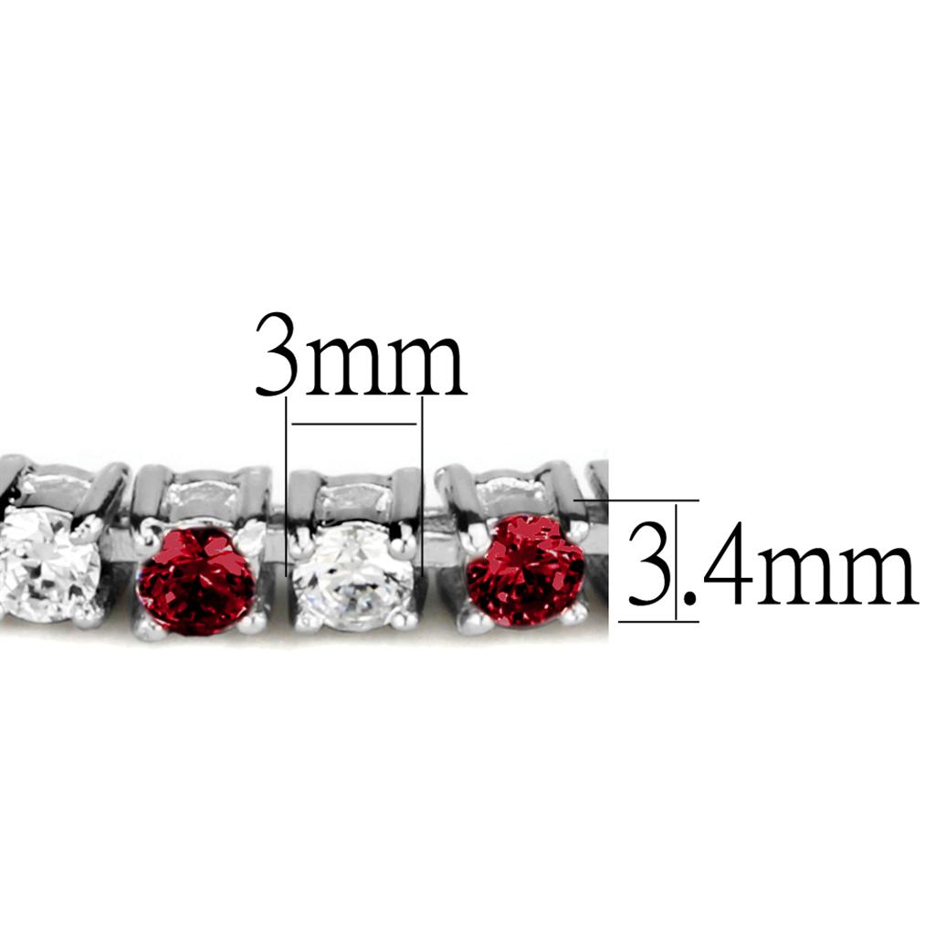 46902 - Rhodium Brass Bracelet with Synthetic Garnet in Ruby-2