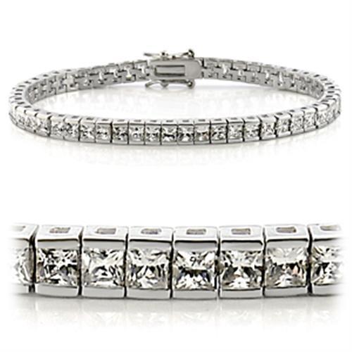 47102 - Rhodium Brass Bracelet with AAA Grade CZ  in Clear-0