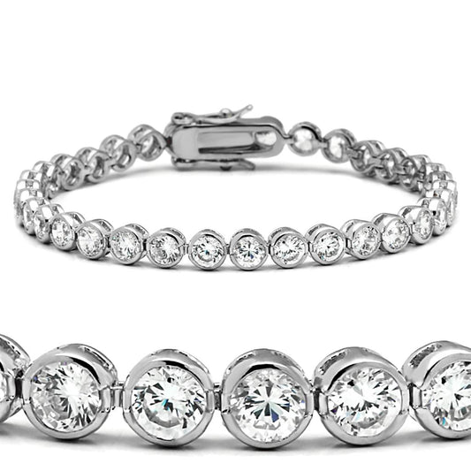 47201 - Rhodium Brass Bracelet with AAA Grade CZ  in Clear-0