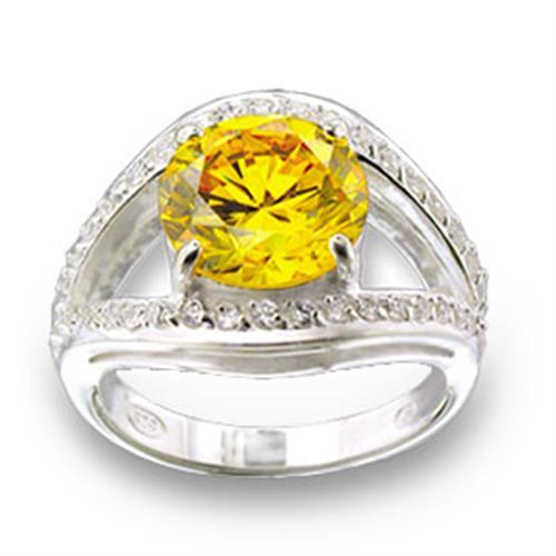 49505 - High-Polished 925 Sterling Silver Ring with AAA Grade CZ  in Topaz-0