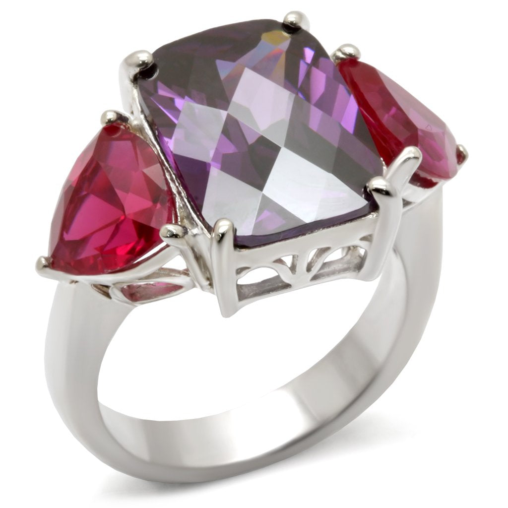 Haylee Cocktail Ring - 925 Sterling Silver, AAA CZ , Amethyst - 49702-1