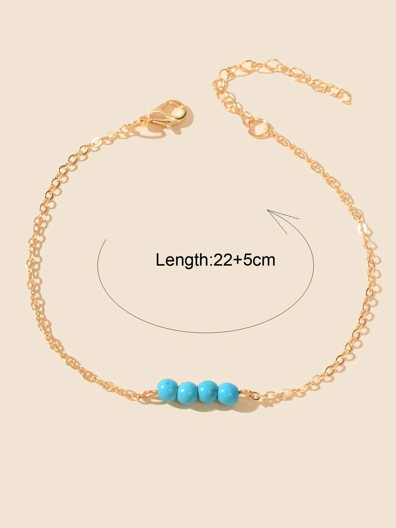 Handmade Blue Beaded Anklets Boho Gold Chain Ankle Bracelets Holiday Foot Anklet-2