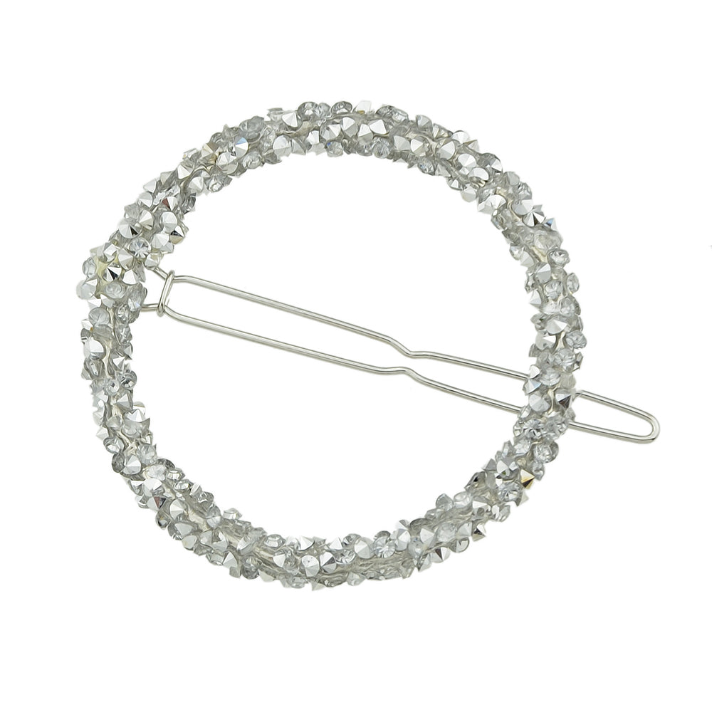 AU Local Hair Accessories Silver Pink Rhinestone Circle Hair Clip for Women Girl-0